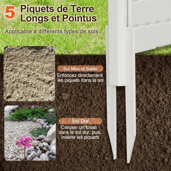 Clôtures de Jardin 120x115CM avec 5 Piquets de Sol Clôture de Confidentialité Extérieur pour Poubelle ou Équipement de Piscine Marron