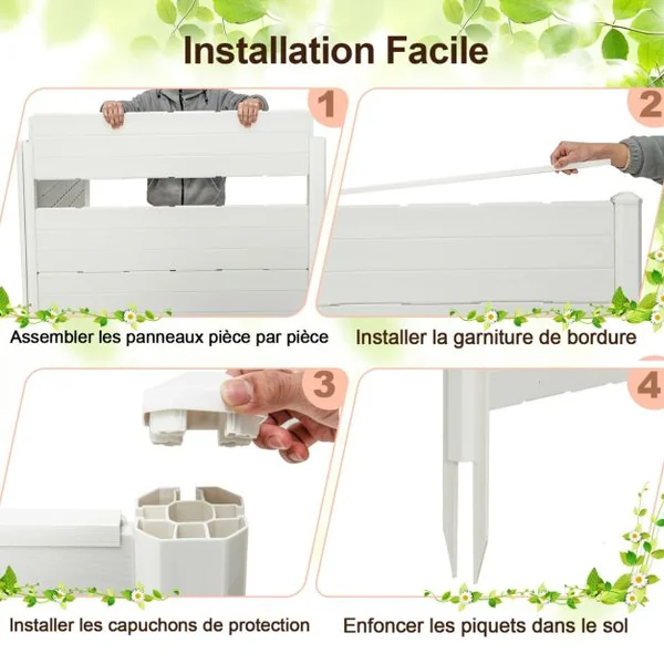 Clôtures de Jardin 120x115CM avec 5 Piquets de Sol Clôture de Confidentialité Extérieur pour Poubelle ou Équipement de Piscine Marron