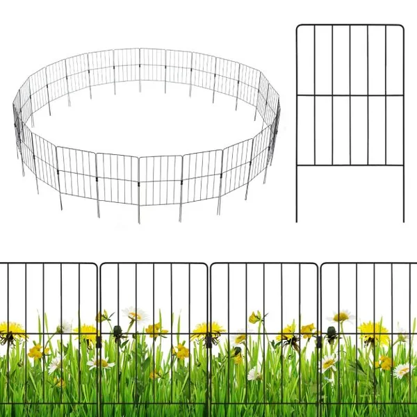 Clôtures de Jardin 25 Pièces Pliable en Métal Barrière Jardin Exterieur pour Animaux Résistant à la Rouille Décoratives pour Terrasse Paysager