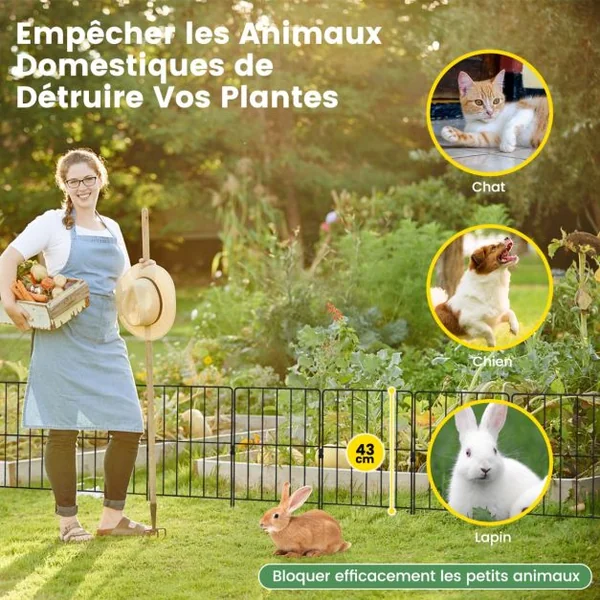 Clôtures de Jardin 25 Pièces Pliable en Métal Barrière Jardin Exterieur pour Animaux Résistant à la Rouille Décoratives pour Terrasse Paysager