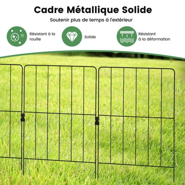 Clôtures de Jardin 25 Pièces Pliable en Métal Barrière Jardin Exterieur pour Animaux Résistant à la Rouille Décoratives pour Terrasse Paysager