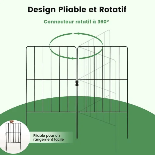 Clôtures de Jardin 25 Pièces Pliable en Métal Barrière Jardin Exterieur pour Animaux Résistant à la Rouille Décoratives pour Terrasse Paysager