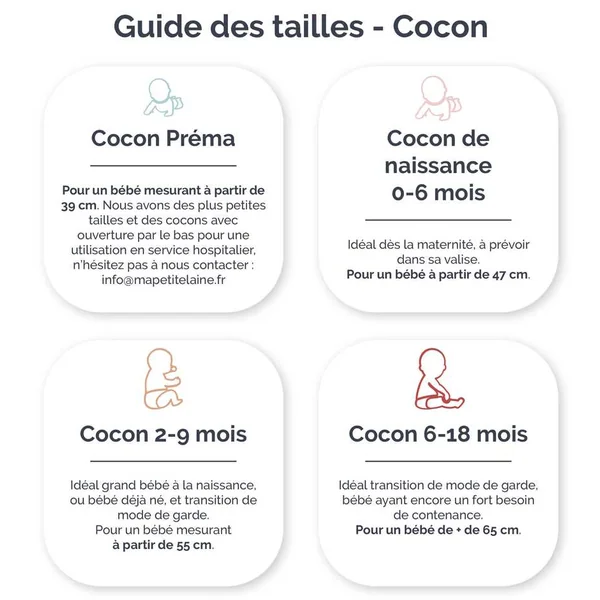 Cocon de naissance en laine mérinos Ma Petite Laine - Modèle DOUILLET