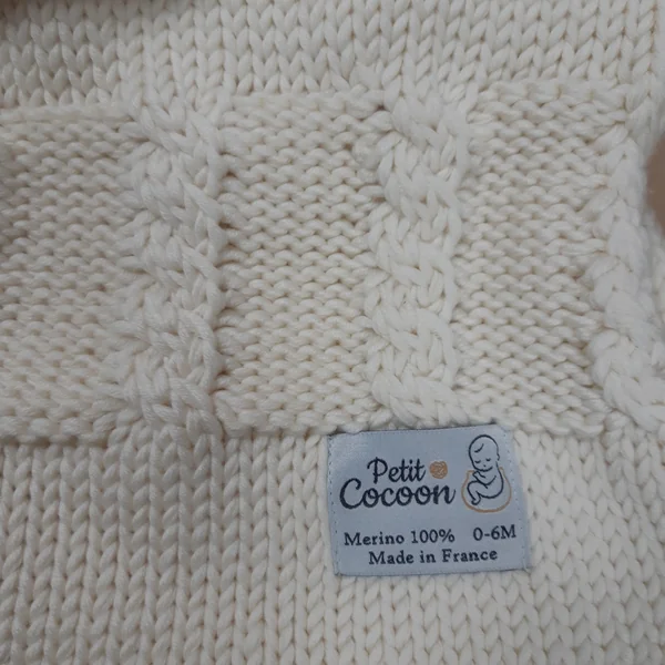 Cocon de naissance en laine mérinos Ma Petite Laine - Modèle DOUILLET