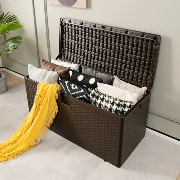 Coffre de Rangement Extérieure en HDPE 378L Boîte de Rangement avec Couvercle Verrouillable pour Ranger des Oreillers Outils Jouet Accessoires 127 x 56 x 64 cm