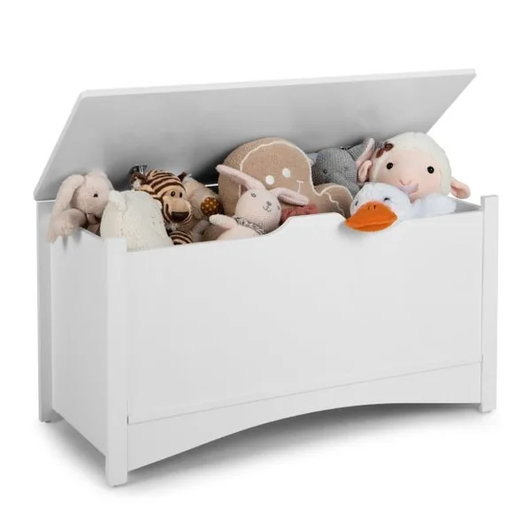 Coffre à Jouets en Bois avec Couvercle Rabattable Banc de Rangement Enfants avec Poignée Creuse pour Salon Chambre d’Enfants Crèche 90 x 40 x 49 CM