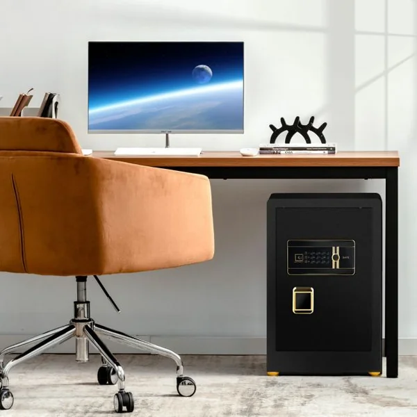 Coffre-fort de 28,31 Litres avec Clavier Numérique et Serrure à Clé avec Armoire Verrouillable Intégrée et Double Clé