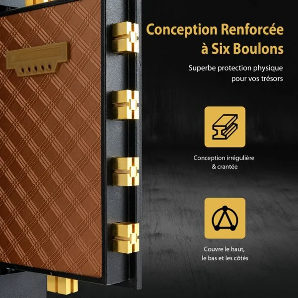 Coffre-fort de 28,31 Litres avec Clavier Numérique et Serrure à Clé avec Armoire Verrouillable Intégrée et Double Clé