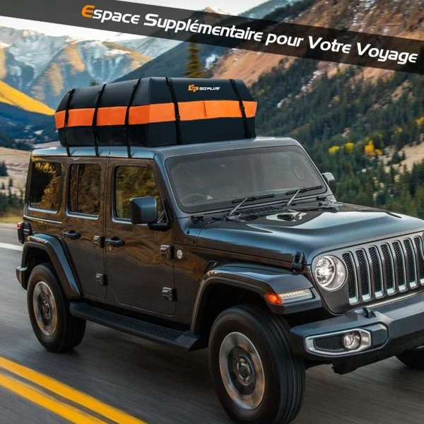 Coffre/Sac de Toit de Voiture Étanche de 560 L avec 10 Sangles Renforcées 6 Crochets de Porte et Tapis Antidérapant