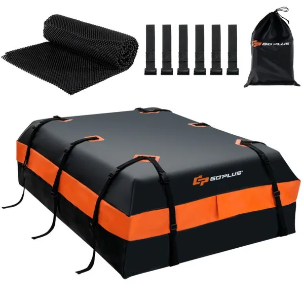 Coffre/Sac de Toit de Voiture Étanche de 560 L avec 10 Sangles Renforcées 6 Crochets de Porte et Tapis Antidérapant