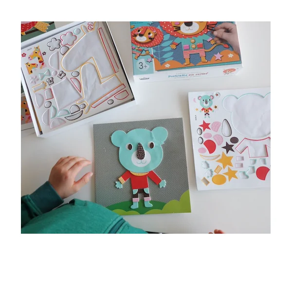 Coffret créatif pour enfants, Portraits en relief "Animaux de la savane"