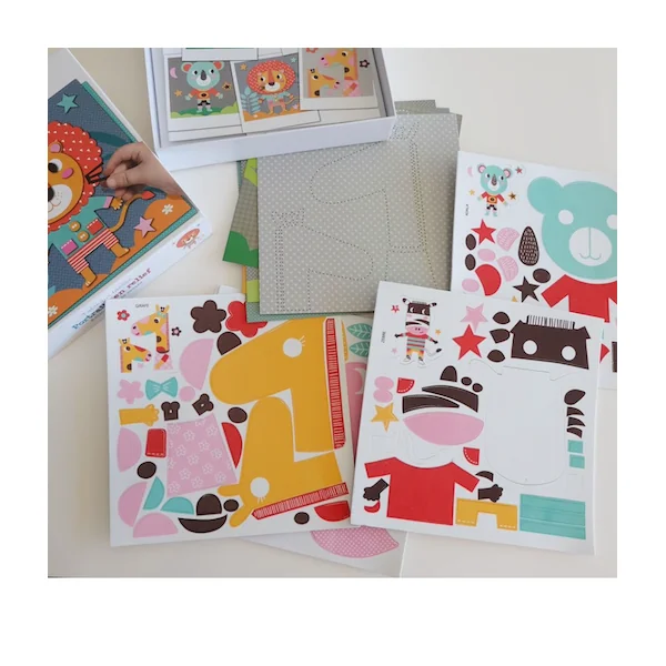 Coffret créatif pour enfants, Portraits en relief "Animaux de la savane"