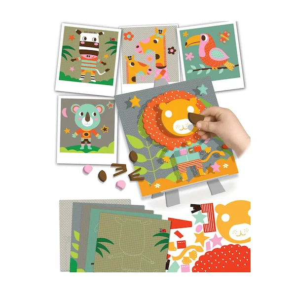 Coffret créatif pour enfants, Portraits en relief "Animaux de la savane"