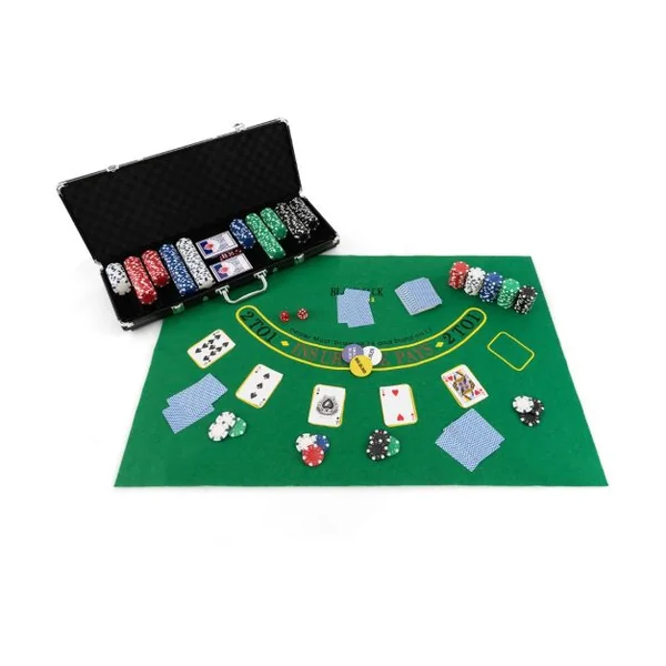 Coffret de Poker avec 500 jetons Mallette de Poker pour 2 à 4 Joueurs Verrouillable en aluminium jeux de cartes dés Noir