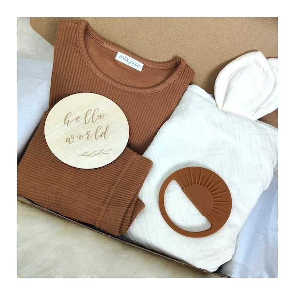 Coffret ensemble côtelé marron *