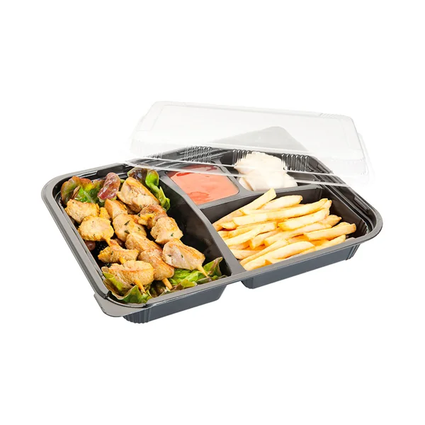 COFFRETS POUR REPAS 4 COMPART. 24,2x18,2x4,5 CM NOIR PP (400 UNITÉ) - Garcia de Pou