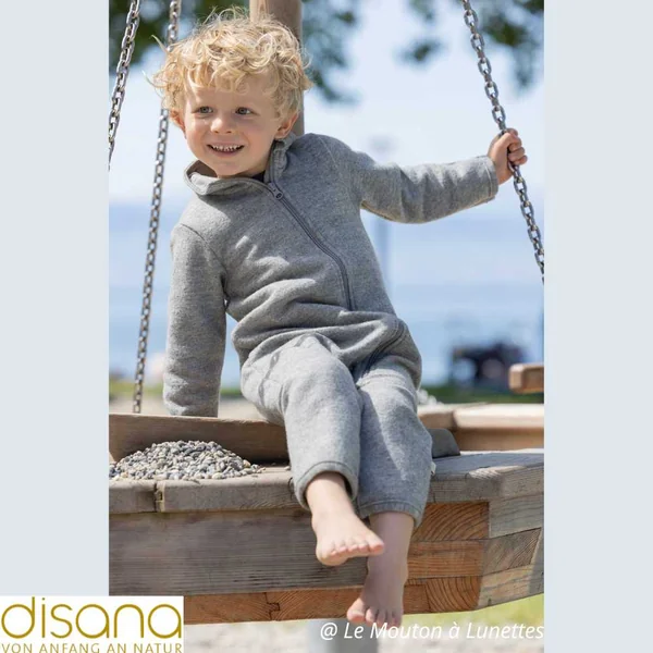Combinaison bébé DISANA en laine bouillie bio 4 Saisons - fermeture éclair