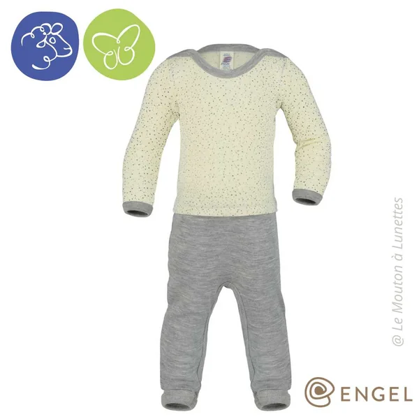 Combinaison bébé en laine et soie - body intégral avec revers aux pieds - ENGEL NATUR