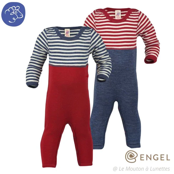 Combinaison bébé pure laine mérinos bio - grenouillère avec revers aux pieds - ENGEL NATUR