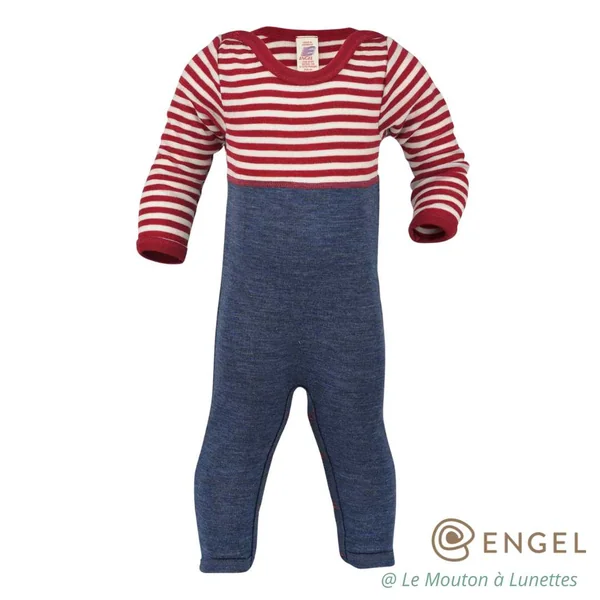 Combinaison bébé pure laine mérinos bio - grenouillère avec revers aux pieds - ENGEL NATUR
