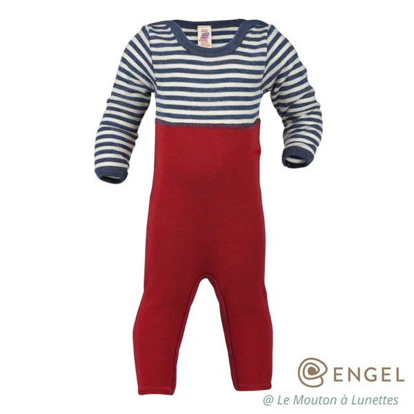 Combinaison bébé pure laine mérinos bio - grenouillère avec revers aux pieds - ENGEL NATUR