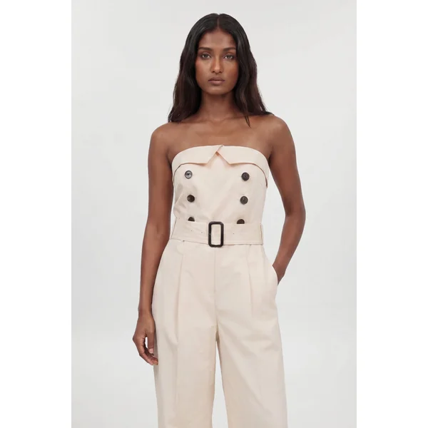 Combinaison-pantalon Bandeau En Coton Façon Trench Cintrée