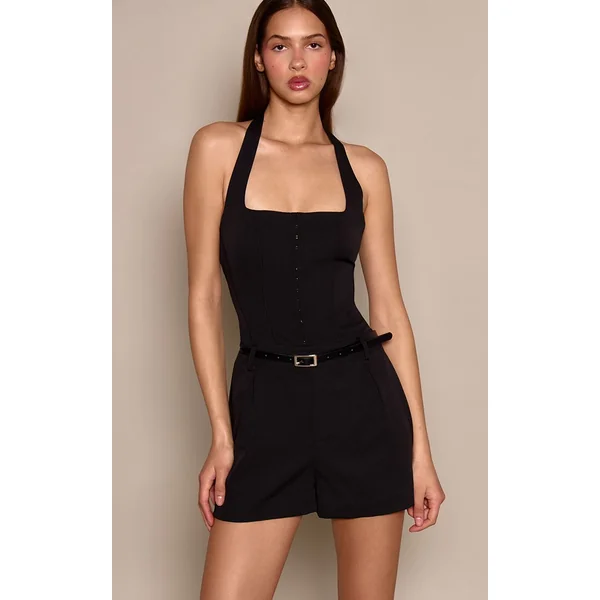 Combi-short Ajustée À Détail Ceinture Corset