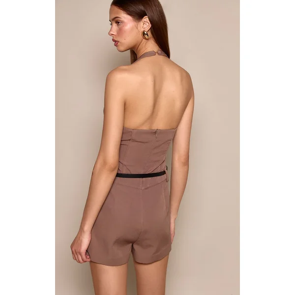 Combi-short Ajustée À Détail Ceinture Corset