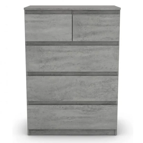 Commode avec 5 Tiroirs, Armoire Multifonction Moderne avec Rails en Métal 75 x 42 x 104 cm pour Chambre à Coucher Salon Couloir Gris