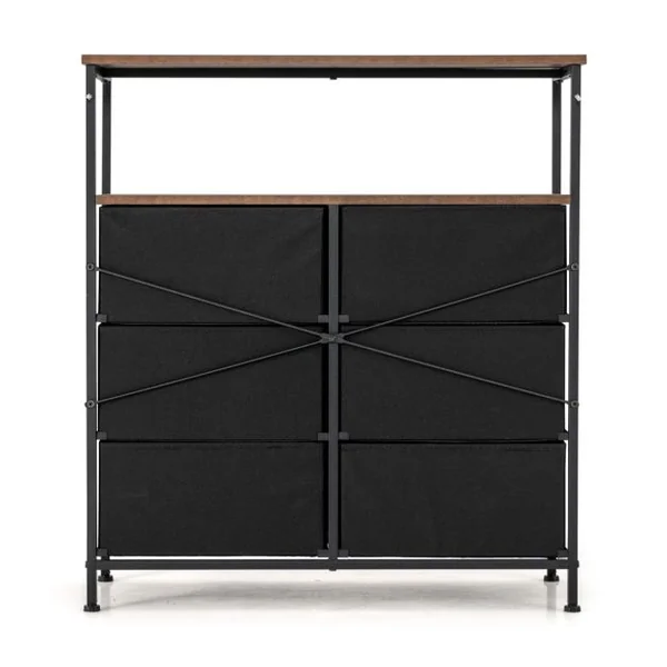 Commode à 6 Tiroirs avec 6 Tiroirs en Tissu Amovibles et Pliables pour Entrée de Chambre à Coucher de Salon