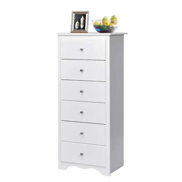 Commode Étroite à 6 Tiroirs Commode Haute avec 6 Tiroirs Meuble à 6 Tiroirs pour Chambre Cadre Durablepour Chambre Salon Bureau Blanc
