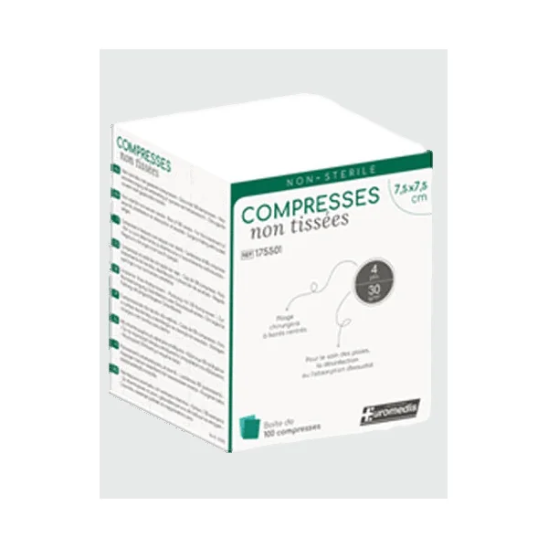 Compresse non tissé non stérile 30 gr/m2 Euromedis (la boîte)