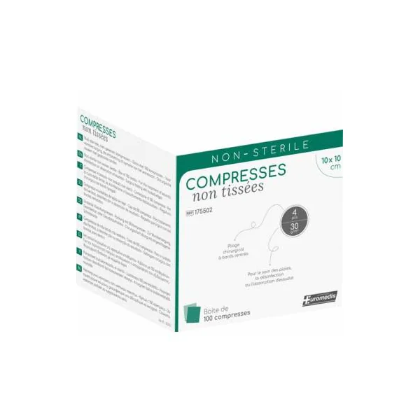 Compresse non tissé non stérile 30 gr/m2 Euromedis (la boîte)