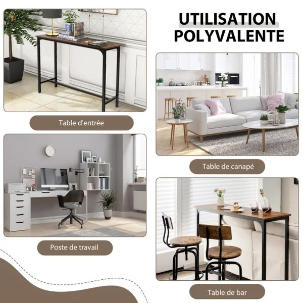 Console Table d'Entrée Style Moderne 120 x 40 x 101 cm (L x l x H) Cadre en Acier Brun