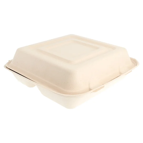 COQUILLES "L" 3 COMPART. "BIONIC" 25x25x7,5 CM NATUREL BAGASSE (250 UNITÉ) - Garcia de Pou