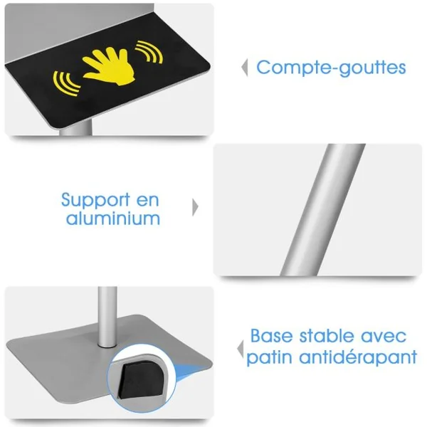 Costeay Distributeur de Gel Hydroalcoolique Antibactérien et Savon sans Contact avec Capteur Infrarouge pour Ecoles Lieux Publics