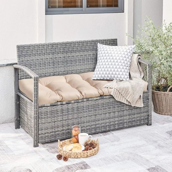 Coussin Banc Extérieur Intérieur 132x49x15 CM pour Bancs de Jardin Coussin Salon de Jardin Extérieur Coton PP Doux Matelas Beige