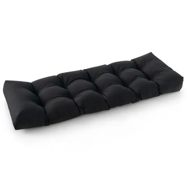 Coussin Banc Extérieur Intérieur 132x49x15 CM pour Bancs de Jardin Coussin Salon de Jardin Extérieur Coton PP Doux Matelas Noir