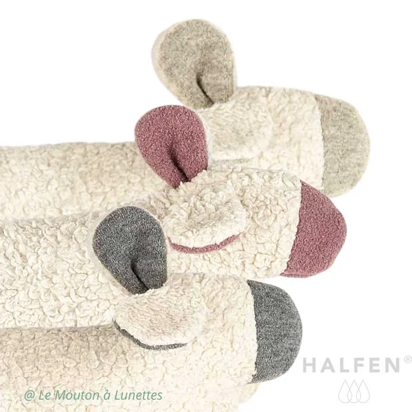 Coussin doudou mouton en laine et coton bio - HALFEN Strickerei