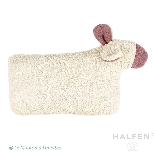 Coussin doudou mouton en laine et coton bio - HALFEN Strickerei