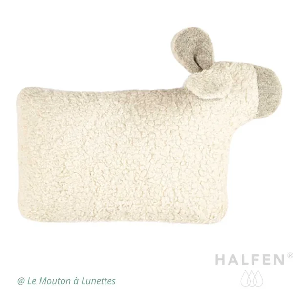Coussin doudou mouton en laine et coton bio - HALFEN Strickerei