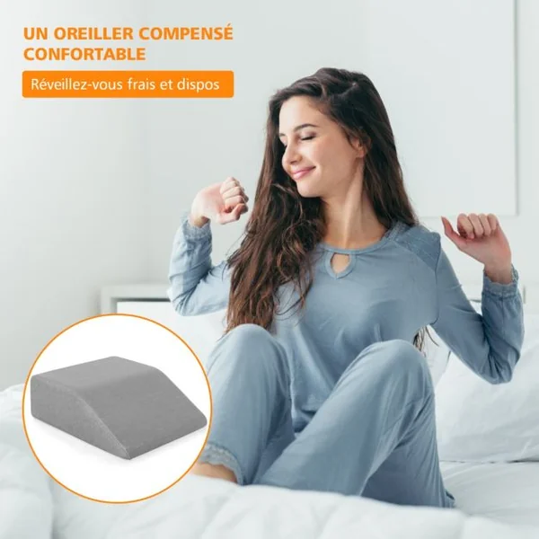 Coussin d’Élévation pour Jambes en Mousse à Mémoire de Forme avec Housse pour Soulager Douleurs de la Hanche et du Genou Blanc/Gris