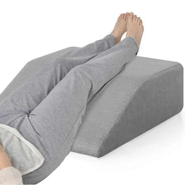 Coussin d’Élévation pour Jambes en Mousse à Mémoire de Forme avec Housse pour Soulager Douleurs de la Hanche et du Genou Blanc/Gris