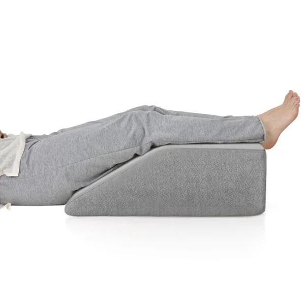 Coussin d’Élévation pour Jambes en Mousse à Mémoire de Forme avec Housse pour Soulager Douleurs de la Hanche et du Genou Blanc/Gris