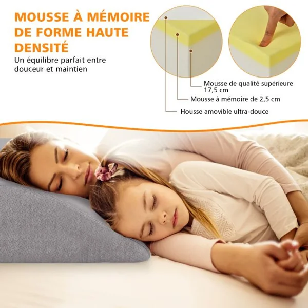 Coussin d’Élévation pour Jambes en Mousse à Mémoire de Forme avec Housse pour Soulager Douleurs de la Hanche et du Genou Blanc/Gris