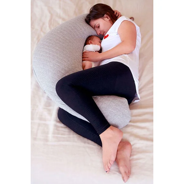 Coussin Grossesse & Allaitement - Fleur de coton - Gris