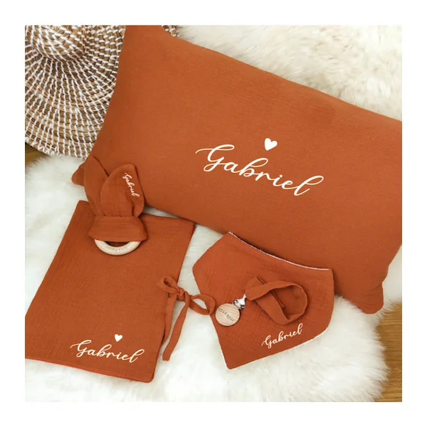 Coussin personnalisé en gaze de coton (6 coloris)