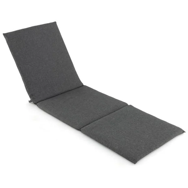 Coussin pour Chaise Longue d'Extérieur Coussin pour Meuble de Patio Sangles de Fixation à Crochets et Boucles Coussin Pliable Beige/Gris