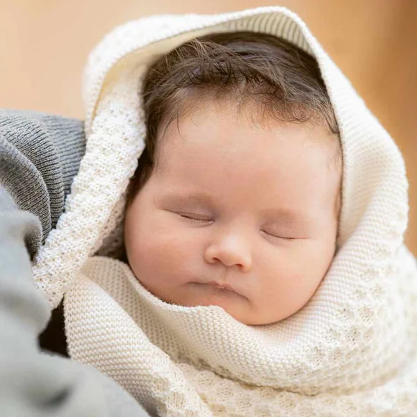 Couverture bébé en laine mérinos Bio - Maille nid d'abeille - DISANA