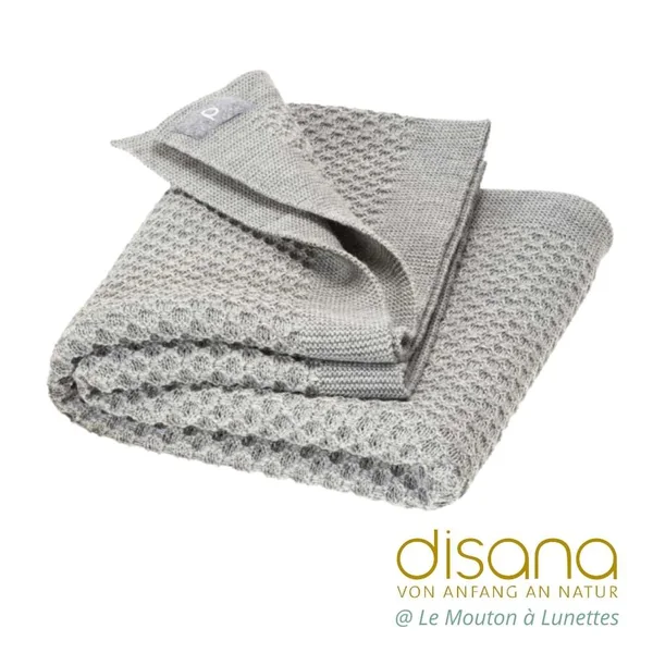 Couverture bébé en laine mérinos Bio - Maille nid d'abeille - DISANA